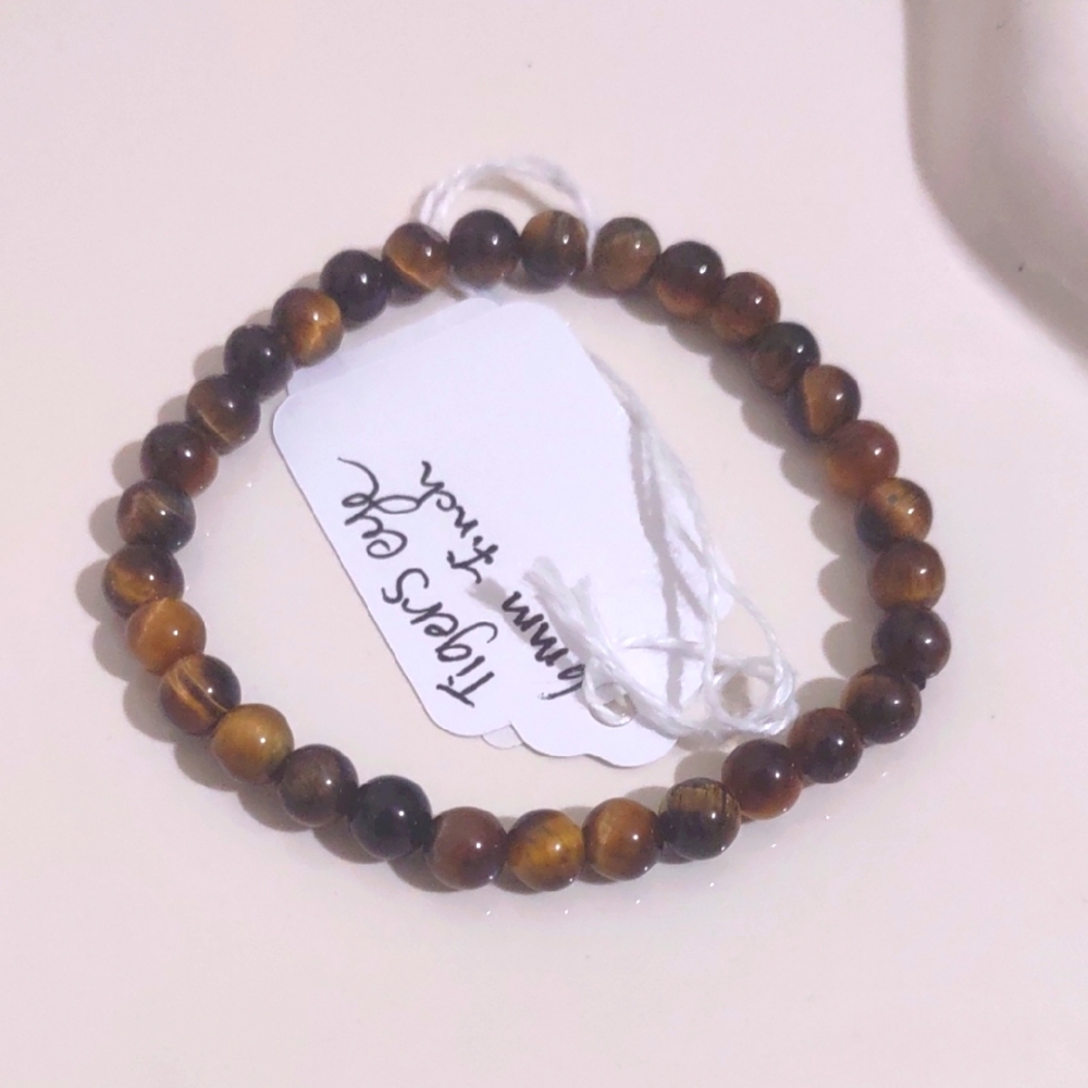HAND CRAFTED TIGER'S EYE 6MM BEAD 7INCH STRETCH BRACELET